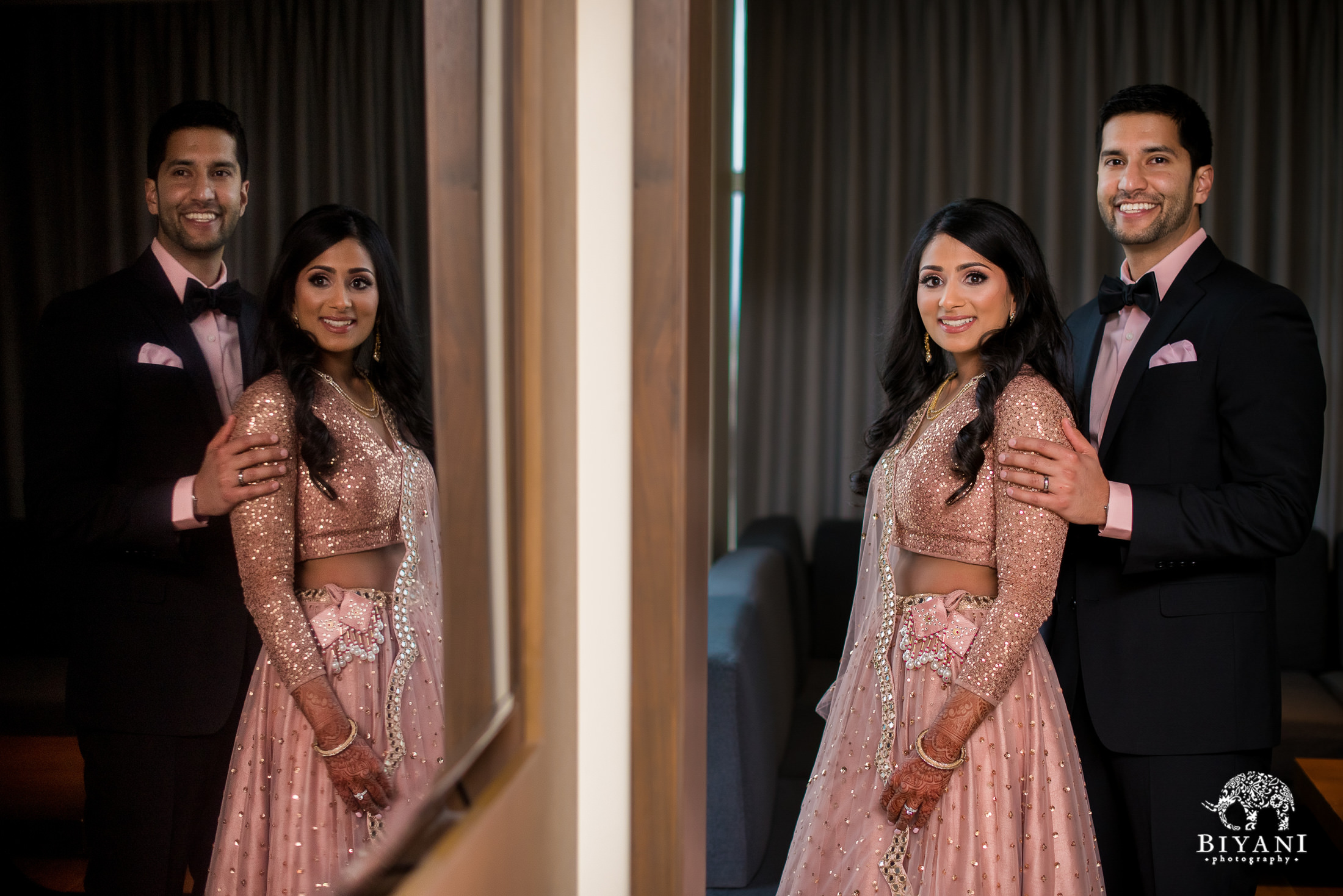 Indian couple posing at reception stage. | Photo 261263